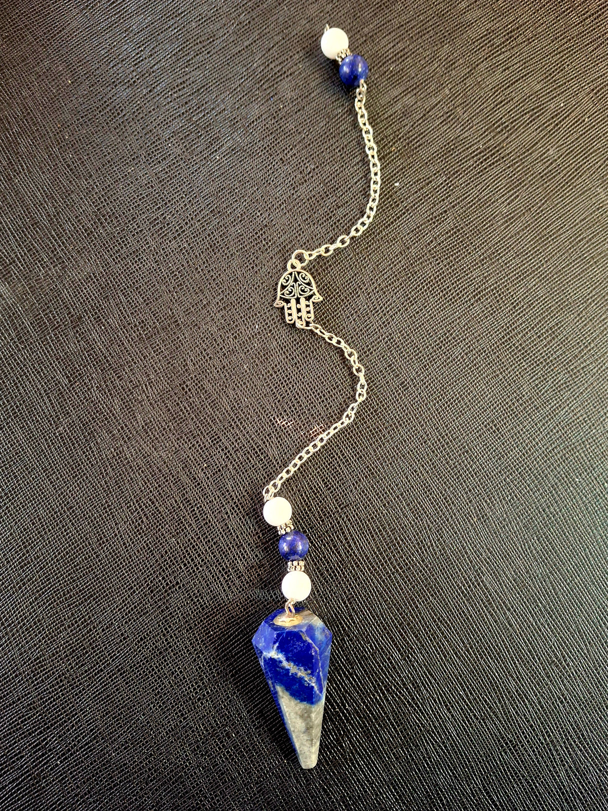 Hamsa Hand Charm w/Lapis Stone Pendulum