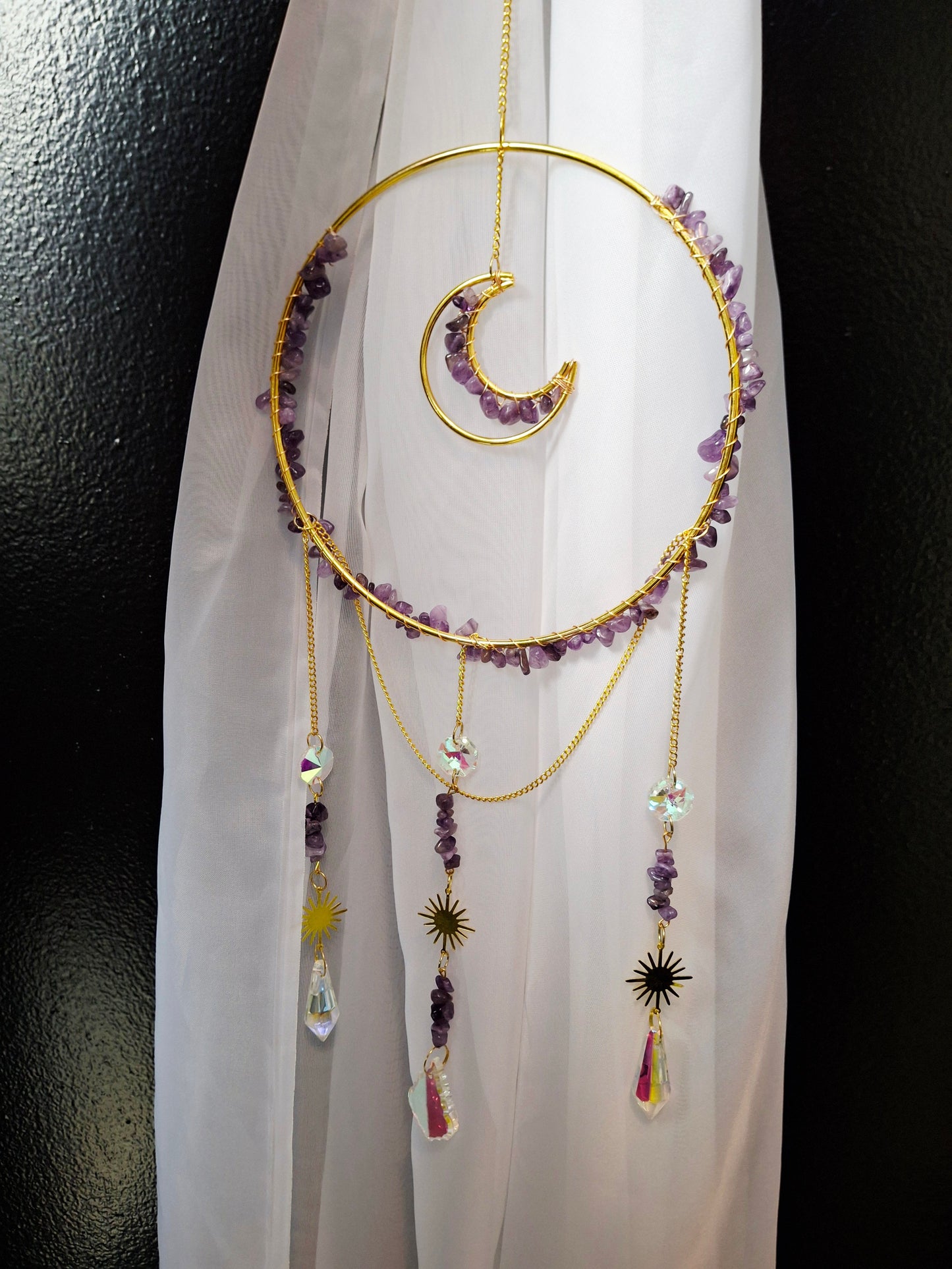 Crescent Moon Gemstone Crystal Suncatchers