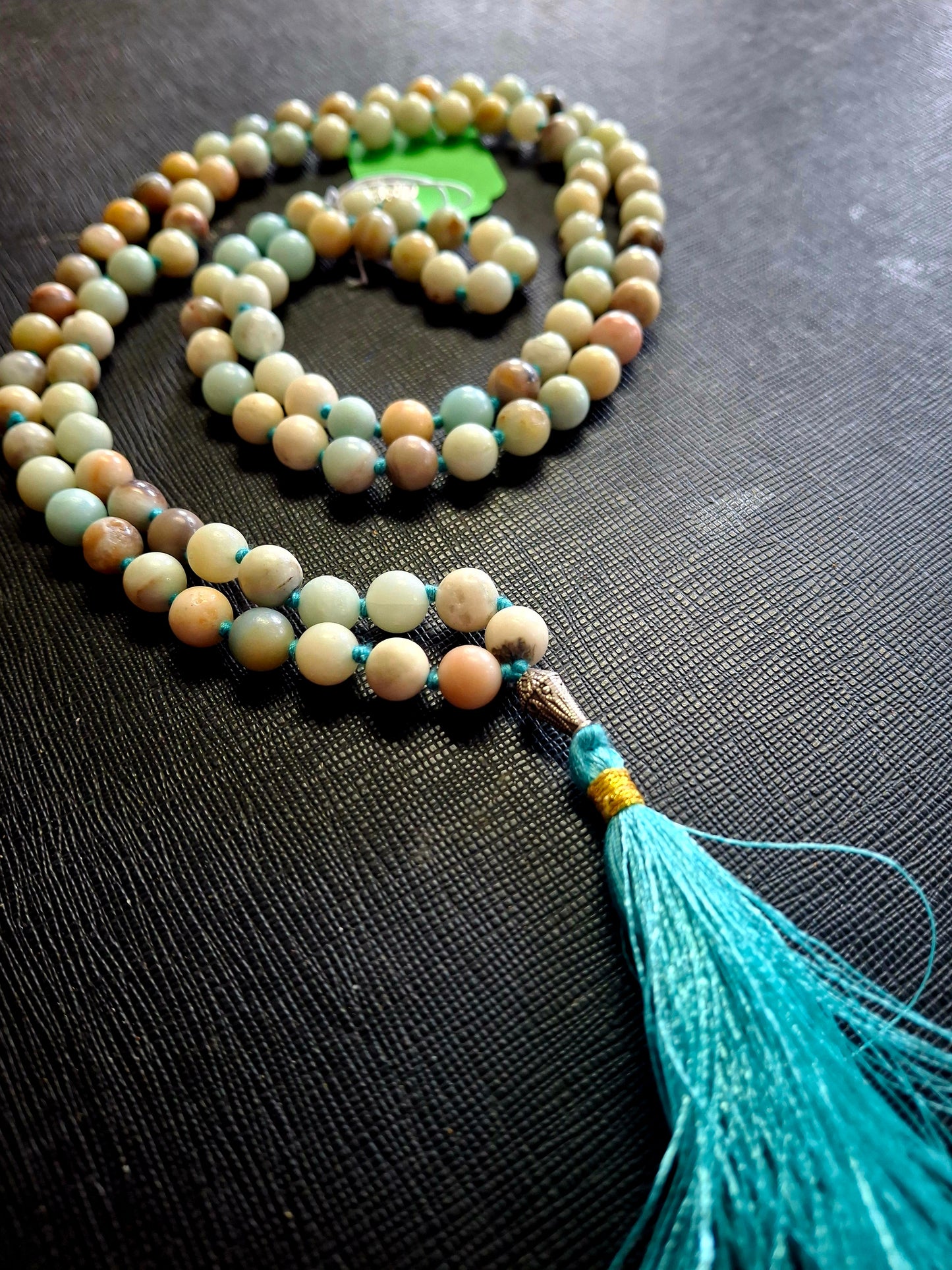 Amazonite Japa Mala 8mm Beads w/ Tree of Life Charm (Prayer Mala)