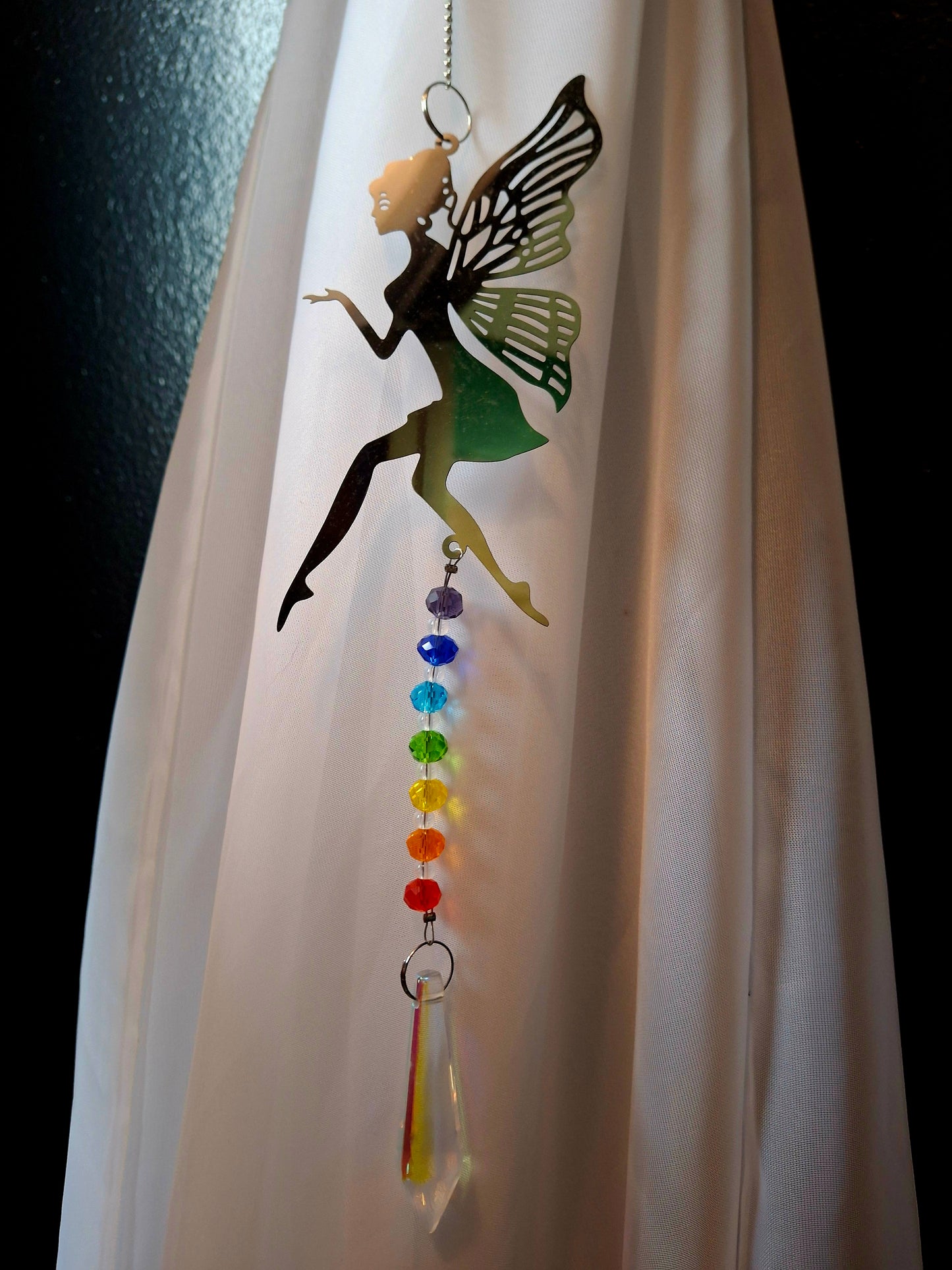 Silver Fairy Suncatcher w/Large Crystal Point