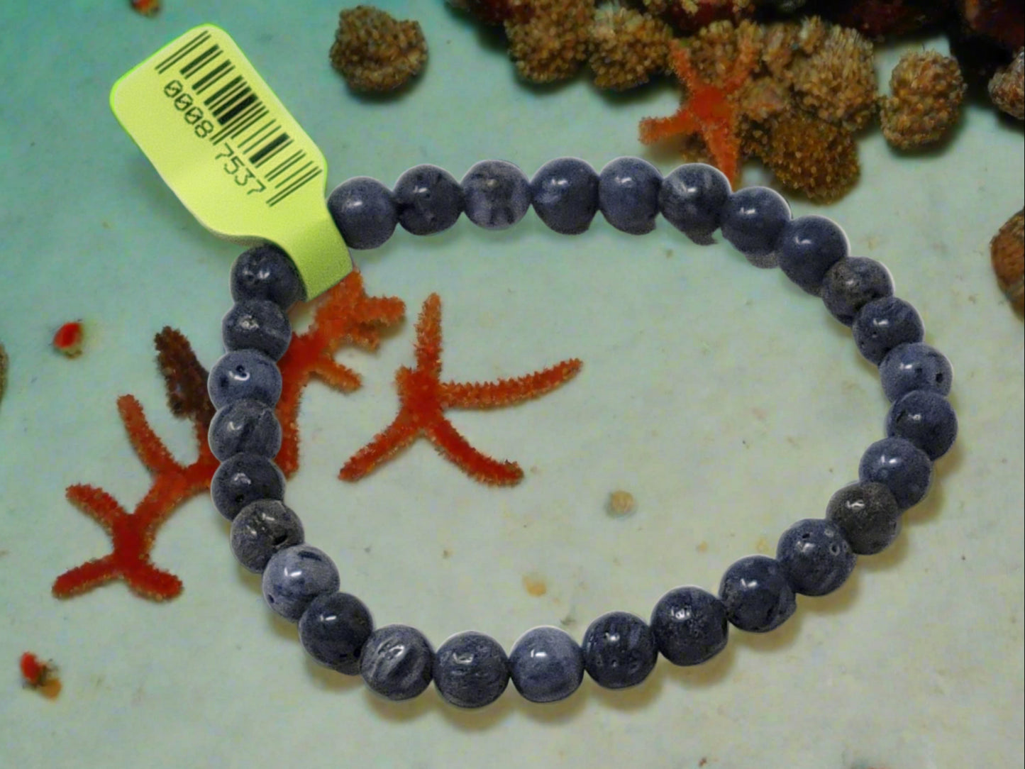 6mm Energy Bead Bracelets Blue Coral