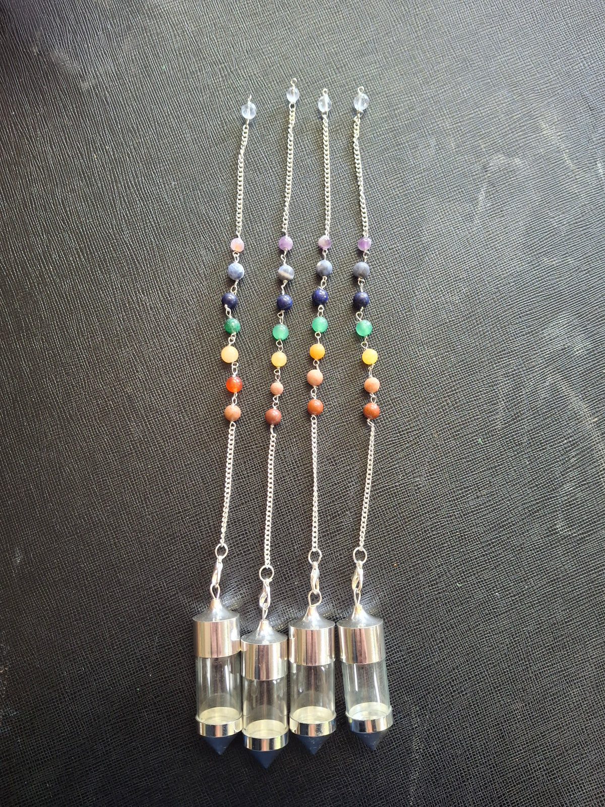 Glass Bottle Chamber Pendulum with Chakra Ball Chain