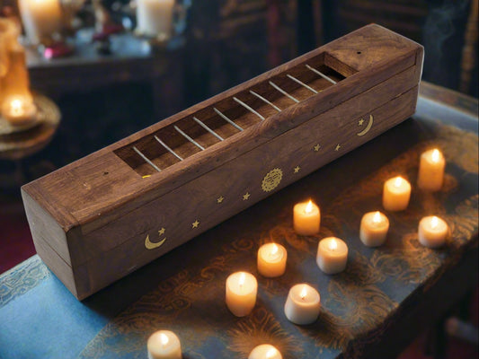 All in One Incense Box & Burner Coffin