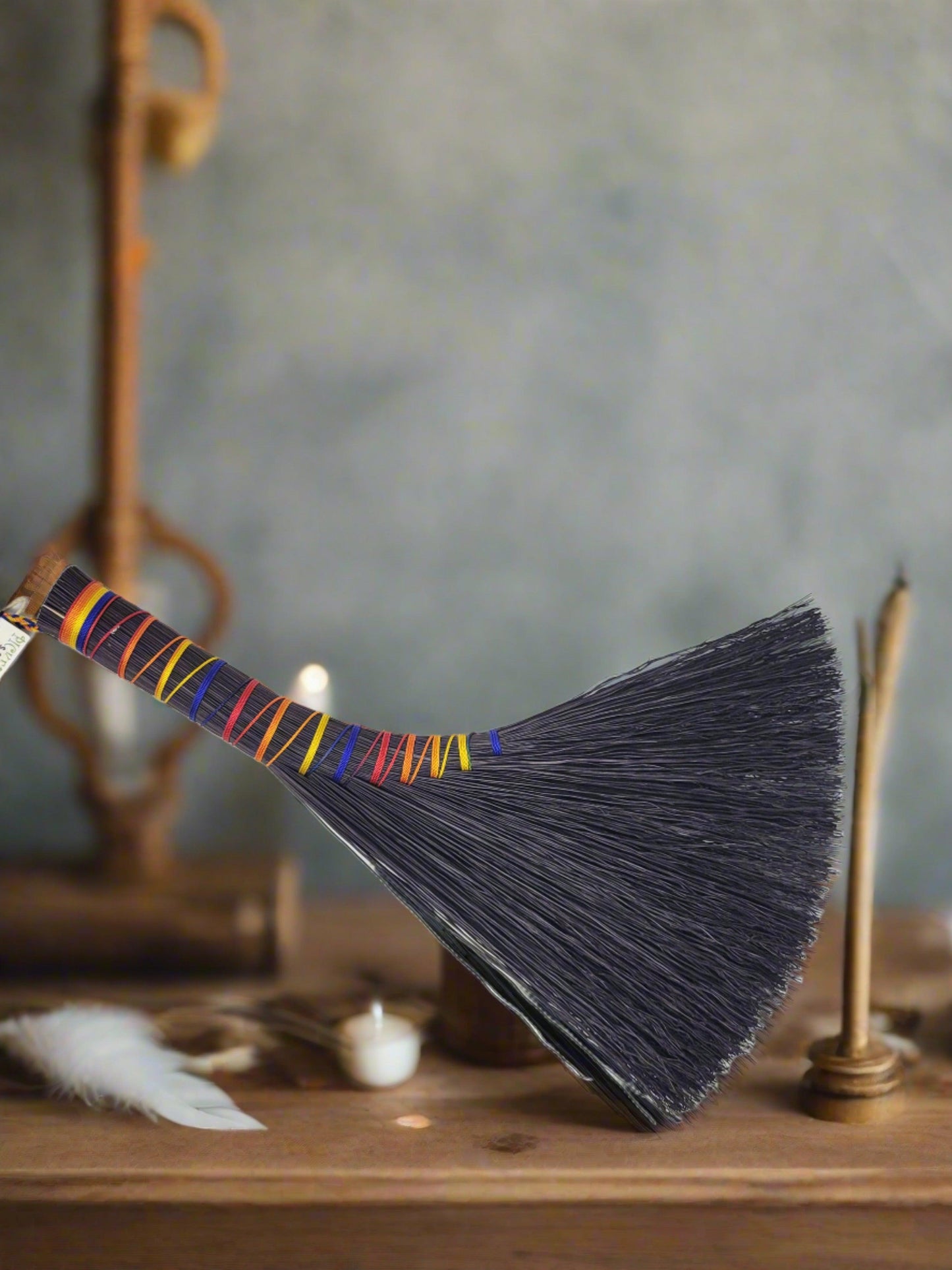 Altar Brooms Whisks Altar broom Ornate Rooster Tail Rainbow