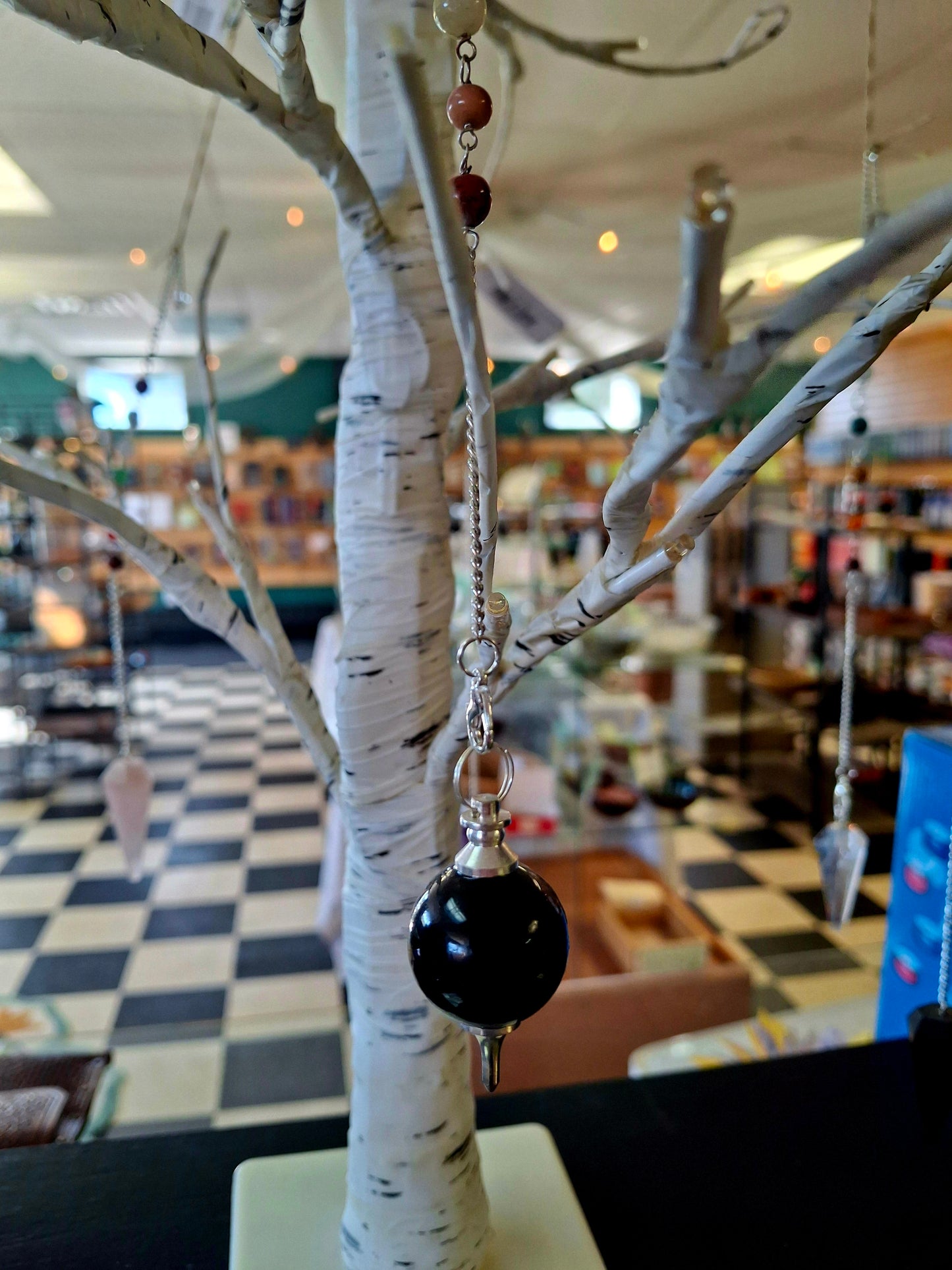 Black Agate Chakra Chain Ball Pendulum