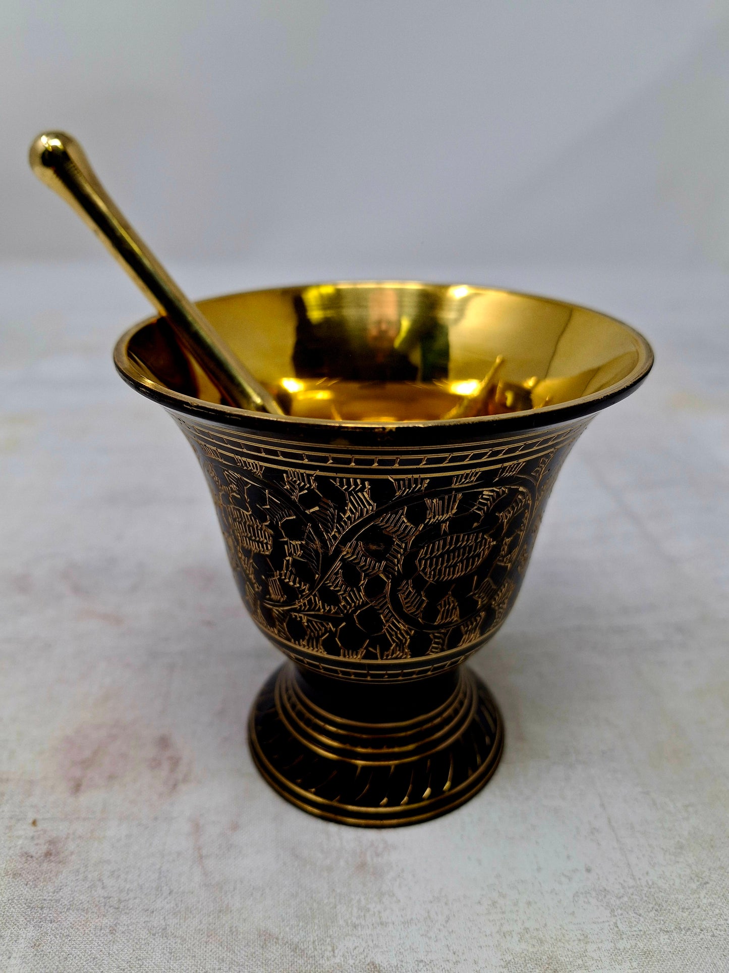 Black Carved Mortar Pestle 3.5"H 3.5"W