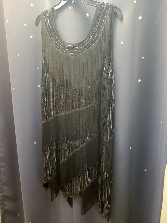 Black Sequined Flapper Dress 2X