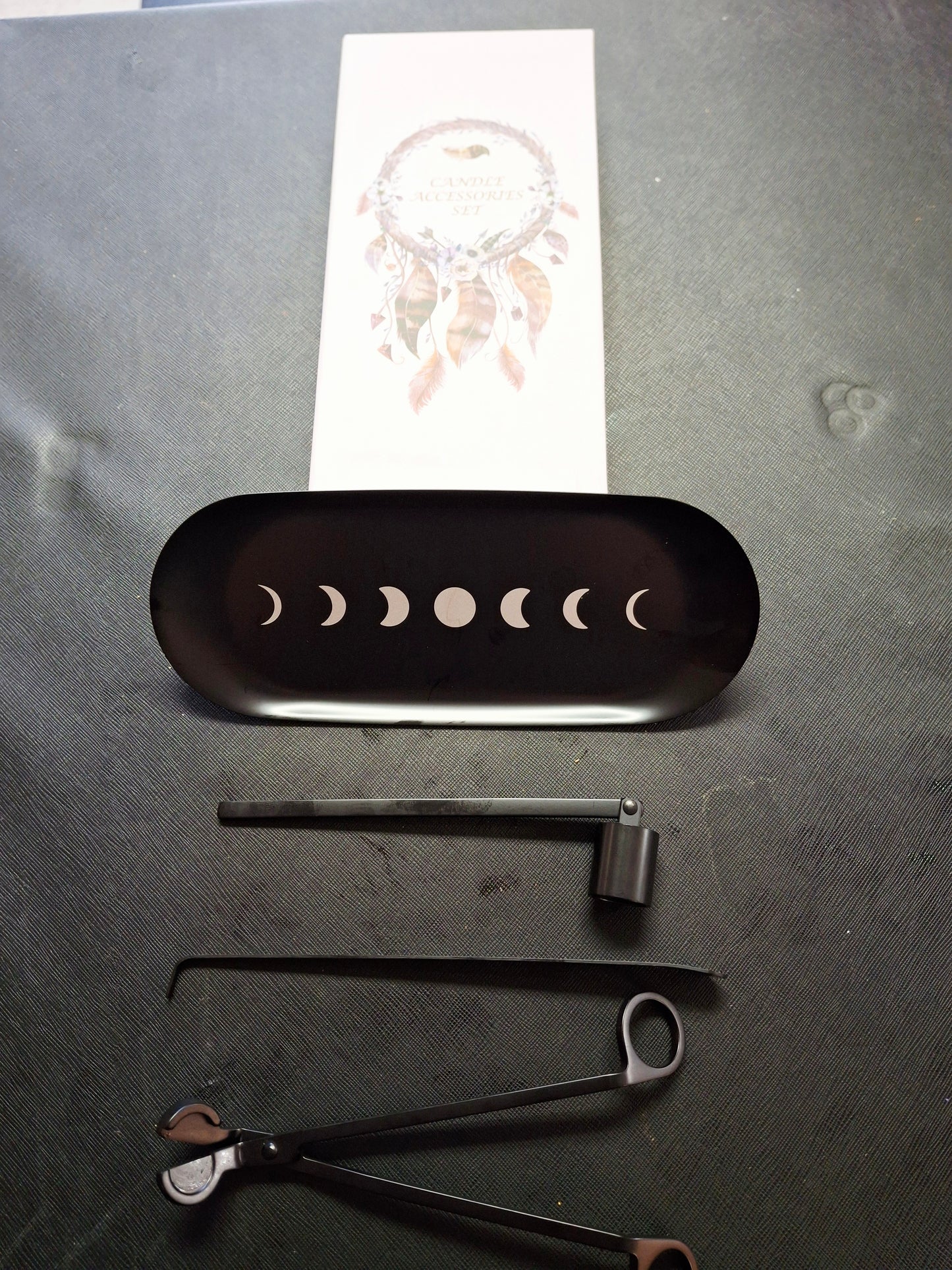 Candle Accessories Set: Moon Tray, Candle Snuffer, Wick Trimmer & Dipper
