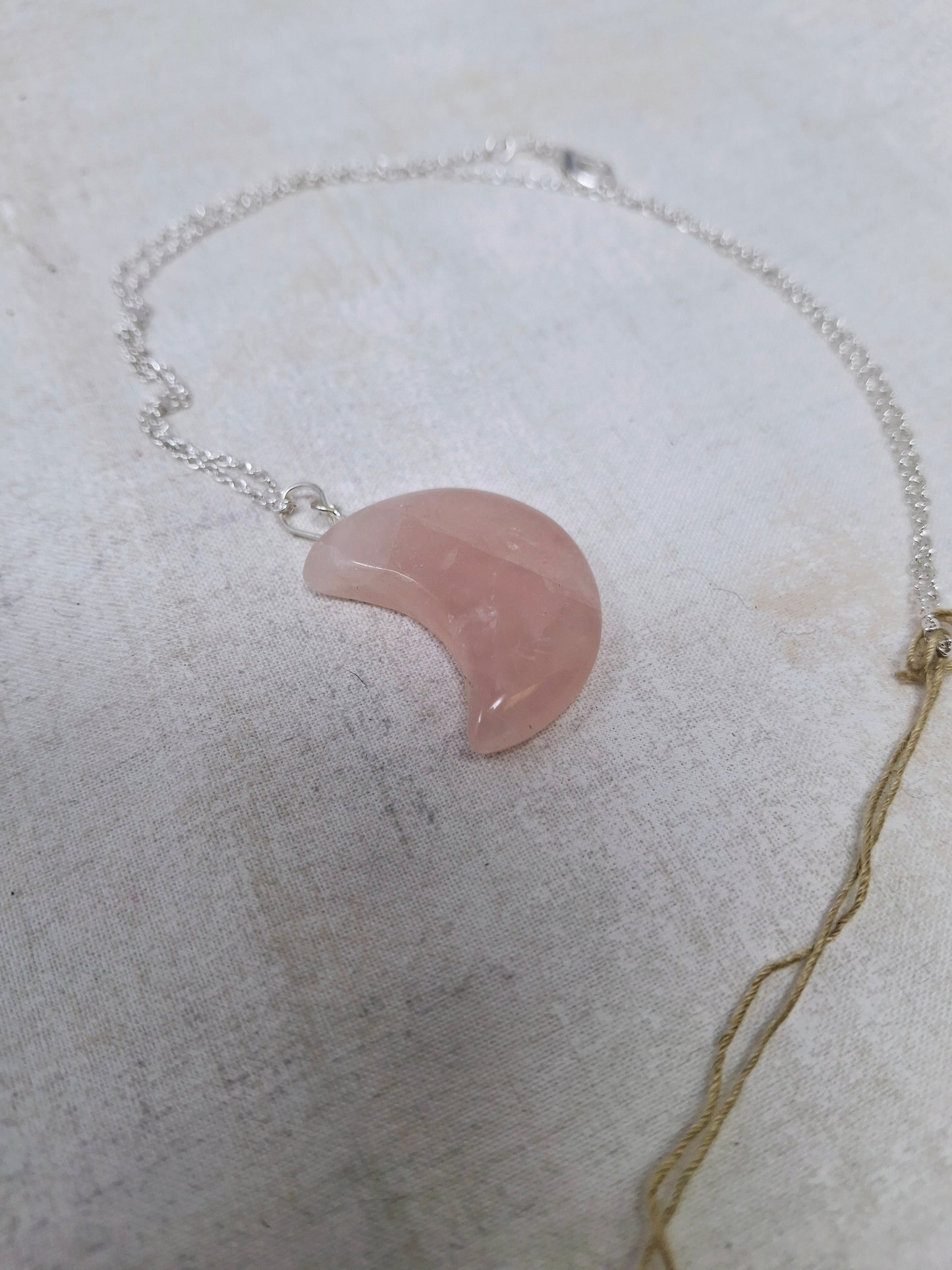 Crescent Moon Rose Quartz Gemstone Pendant