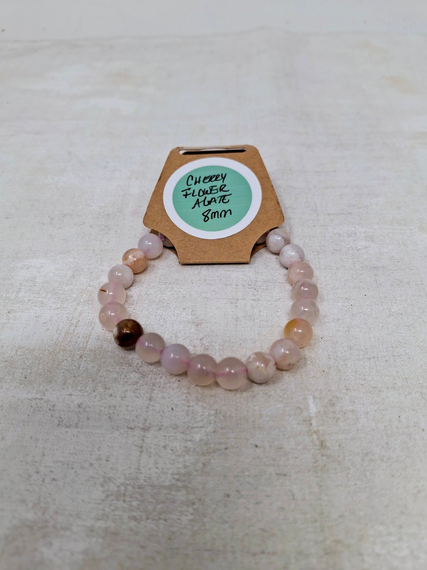 Energy Bead Bracelet 8mm Cherry Flower Agate