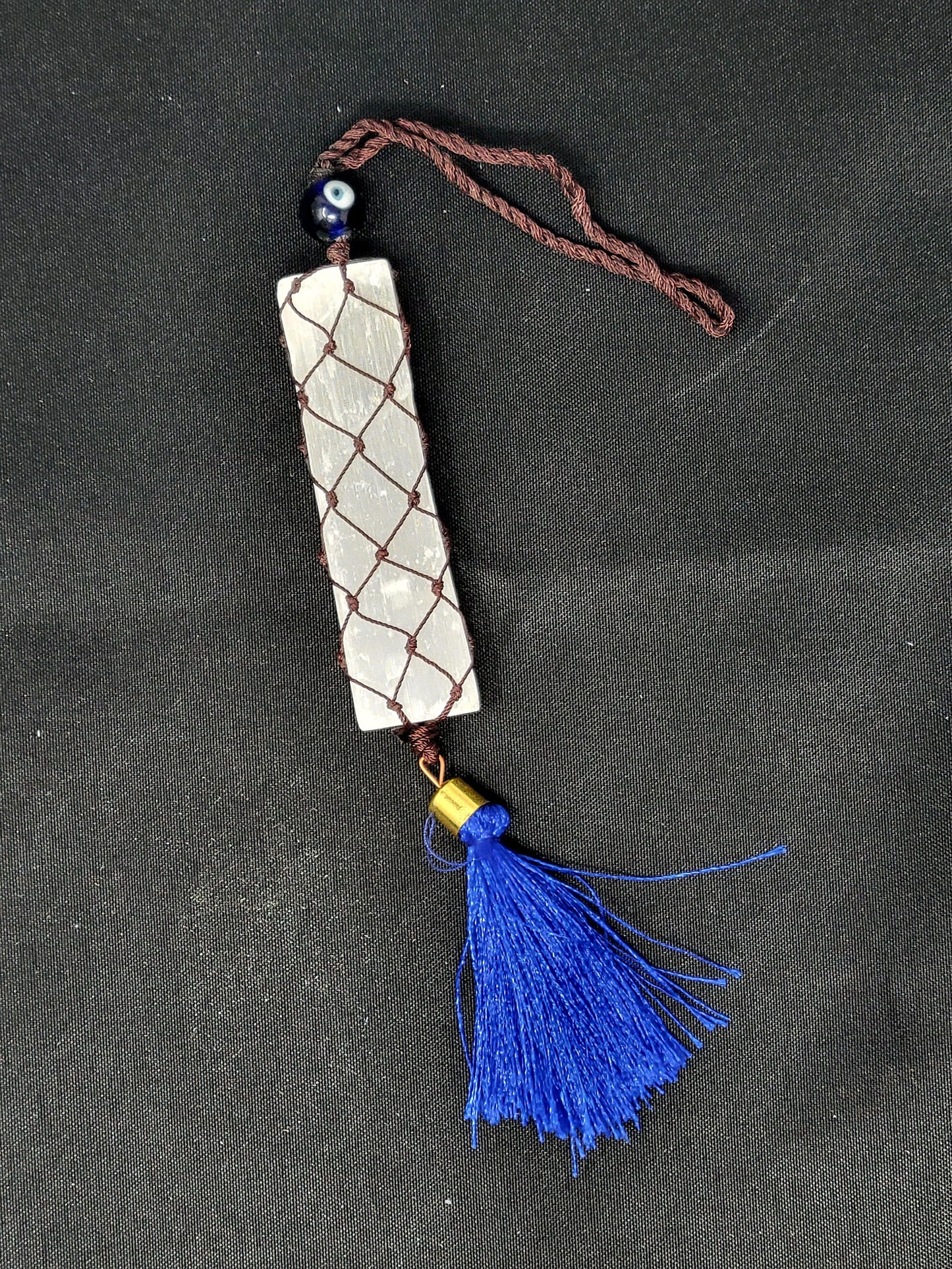 Evil Eye Bead Selenite Wand Wall hanging Aprrox. 8 inches High