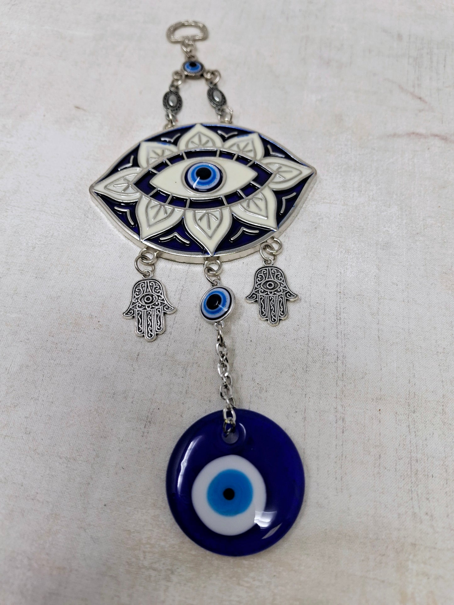 Evil Eye - White Evil Eye Ornament with Blue Outline 10"