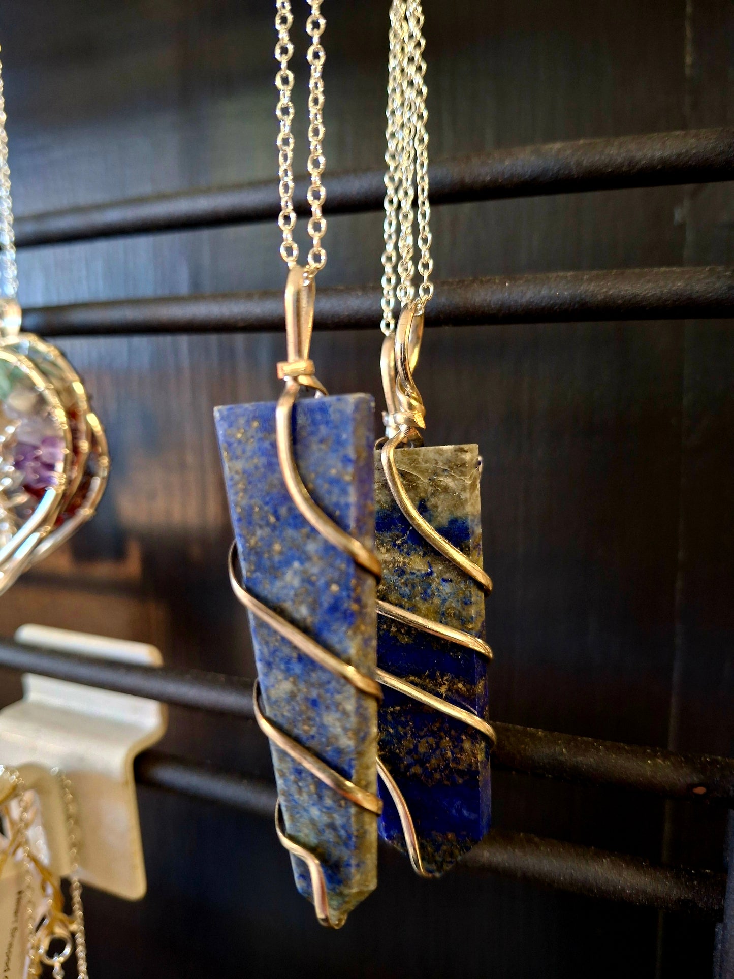 Flat Wire Wrapped Pendant - Lapis Lazuli