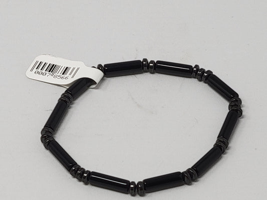 Gemstone Tube Bracelet Black Agate