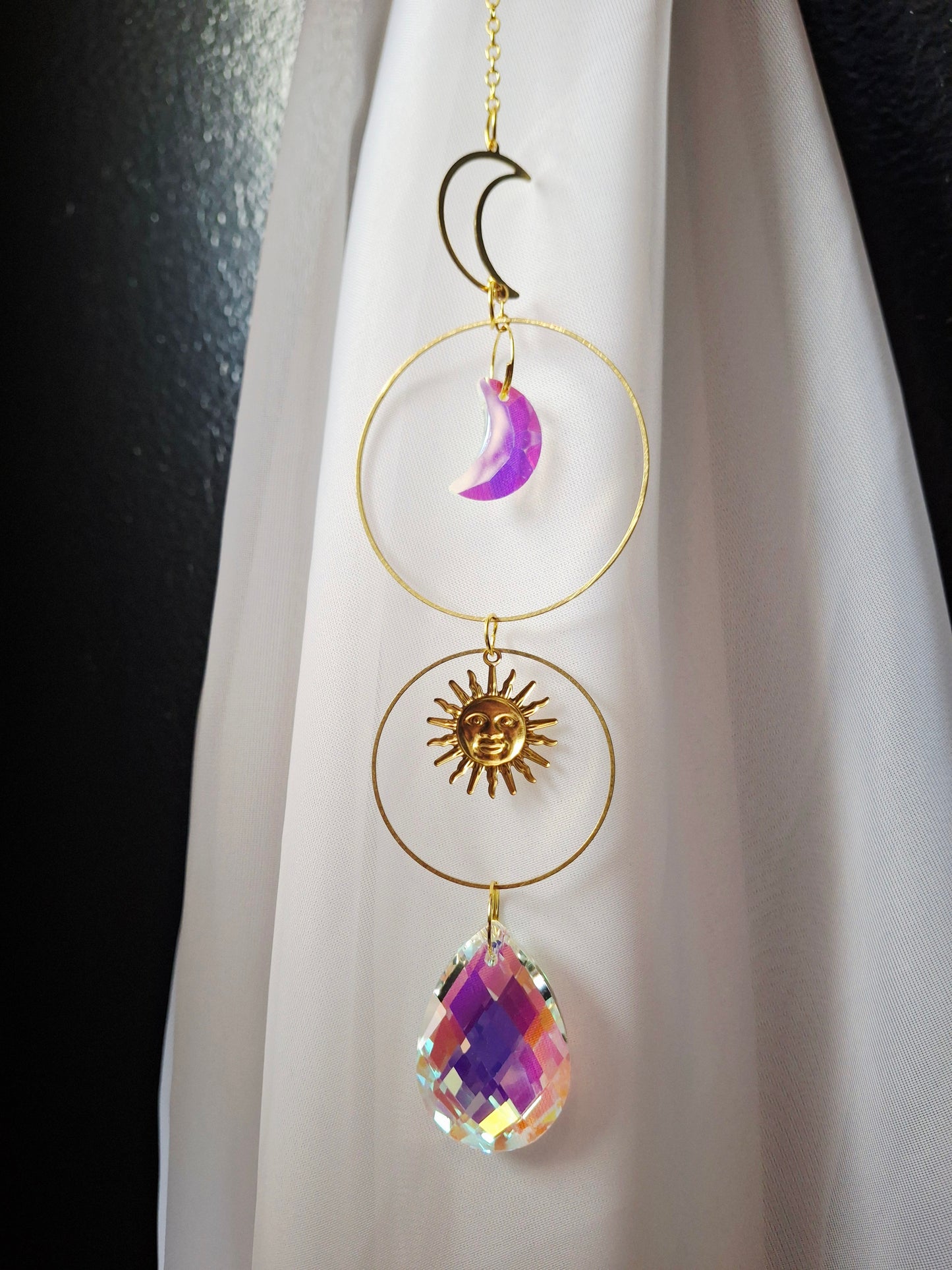Hanging Sun & Moon Suncatcher (14"L)