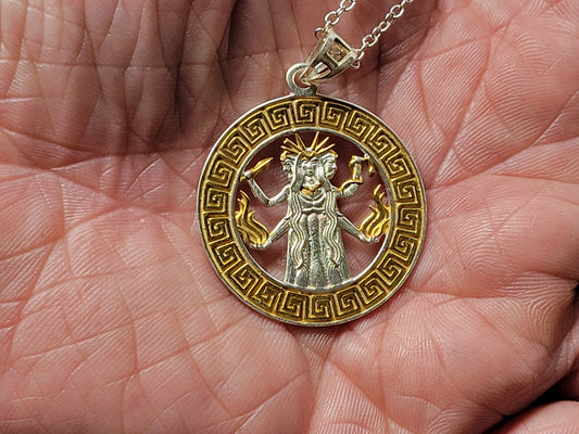 Hecate -Gold Plated Greek Goddess Pendant