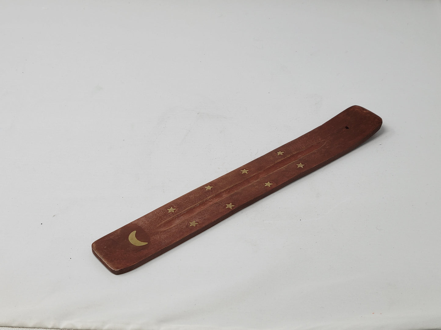 Incense Sled Wood Brass Moon