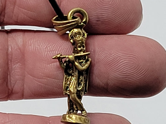 Lord Krishna Necklace (Brass) on Black Cord