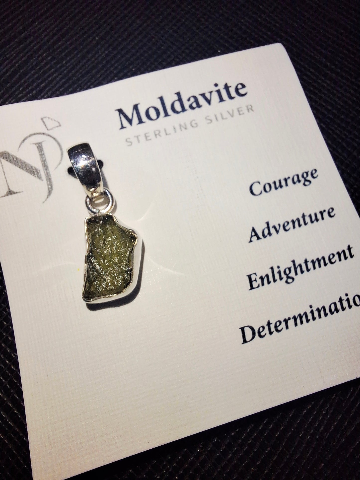 Moldavite Pendant in Sterling Silver
