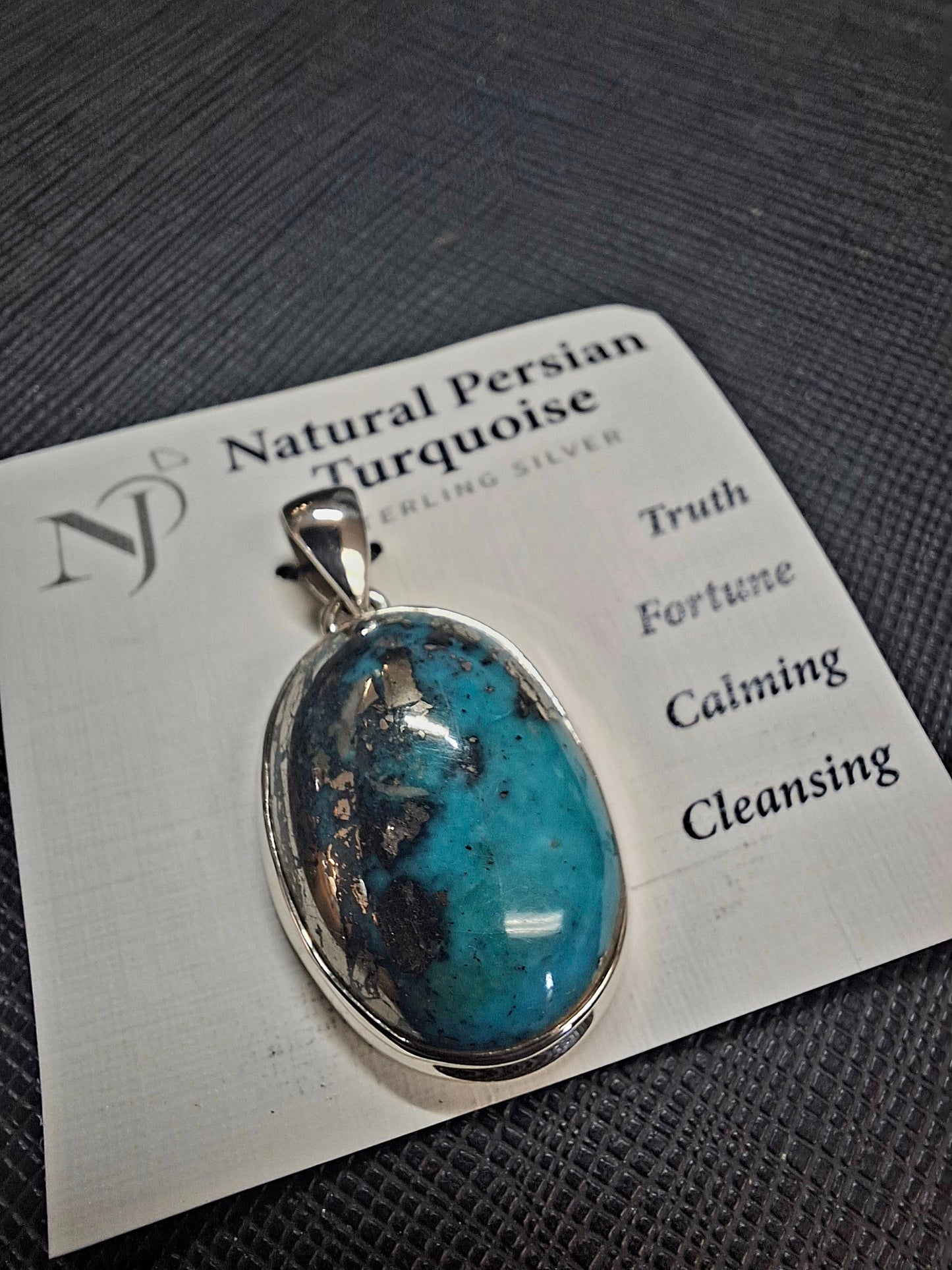 Natural Persian Turquoise Sterling Silver Pendant