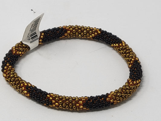 Nepalese Roll-On Beaded Bracelets Gold and Black