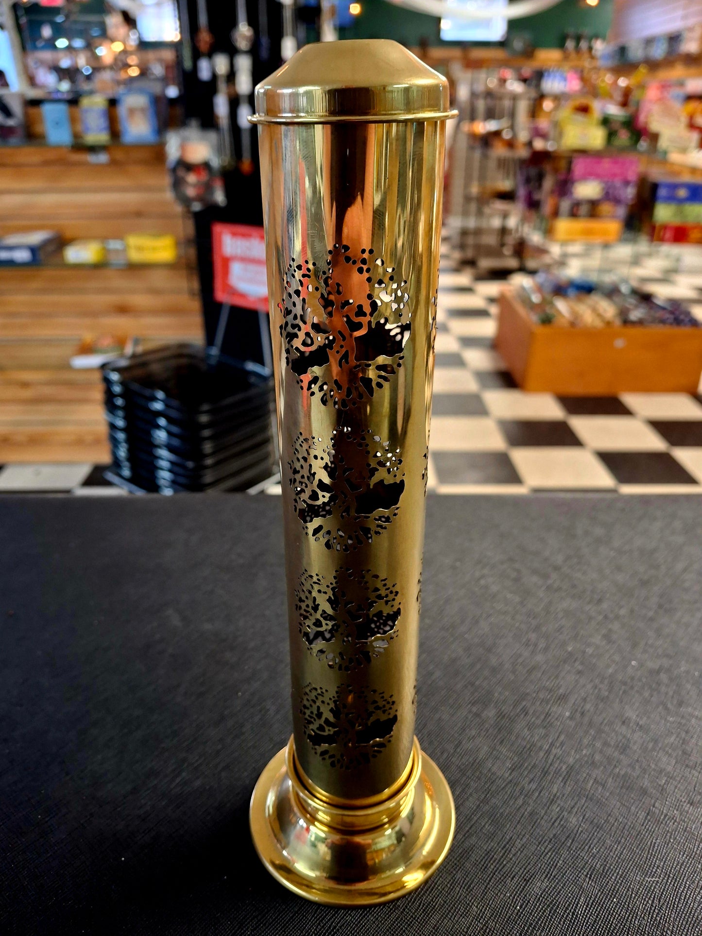 Tree of Life Brass Incense Tower Burner 12"