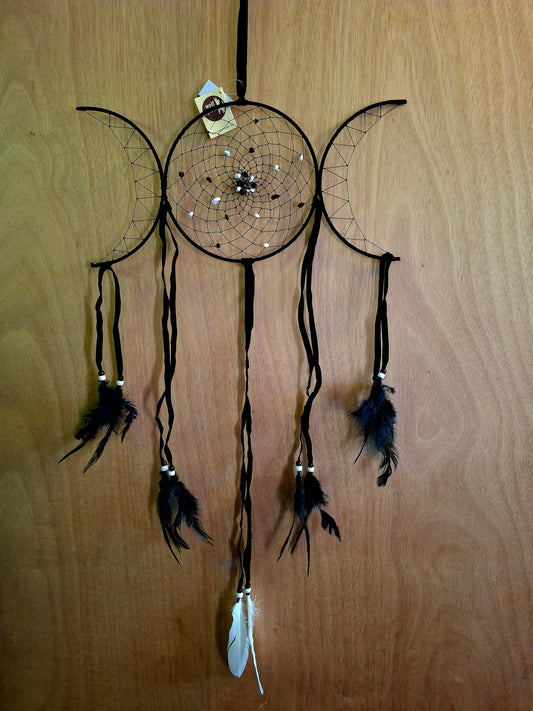 Triple Moon Dreamcatcher Black 15.75 x 34.25
