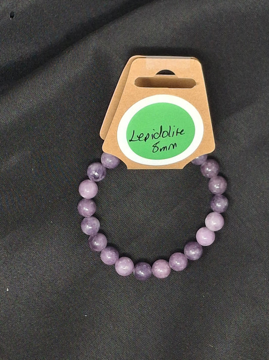 8mm Energy Bead Bracelets Lepidolite