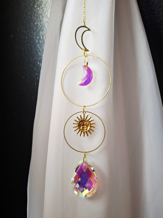 Hanging Sun & Moon Suncatcher (14"L)
