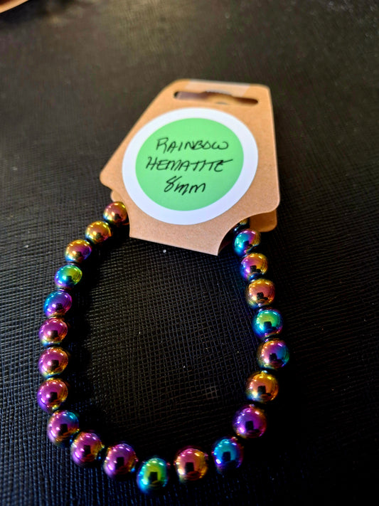 Energy Bead Bracelet 8mm - Rainbow Hematite