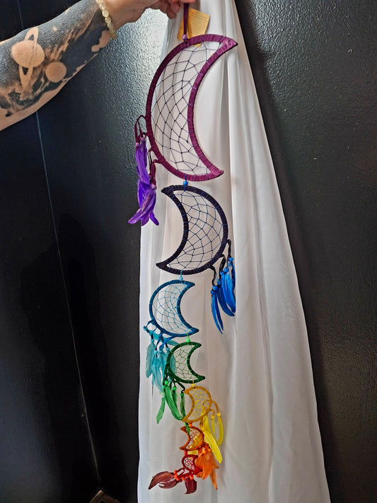 36"+ Long - Crescent Moon 7 Chakra Dream Catcher