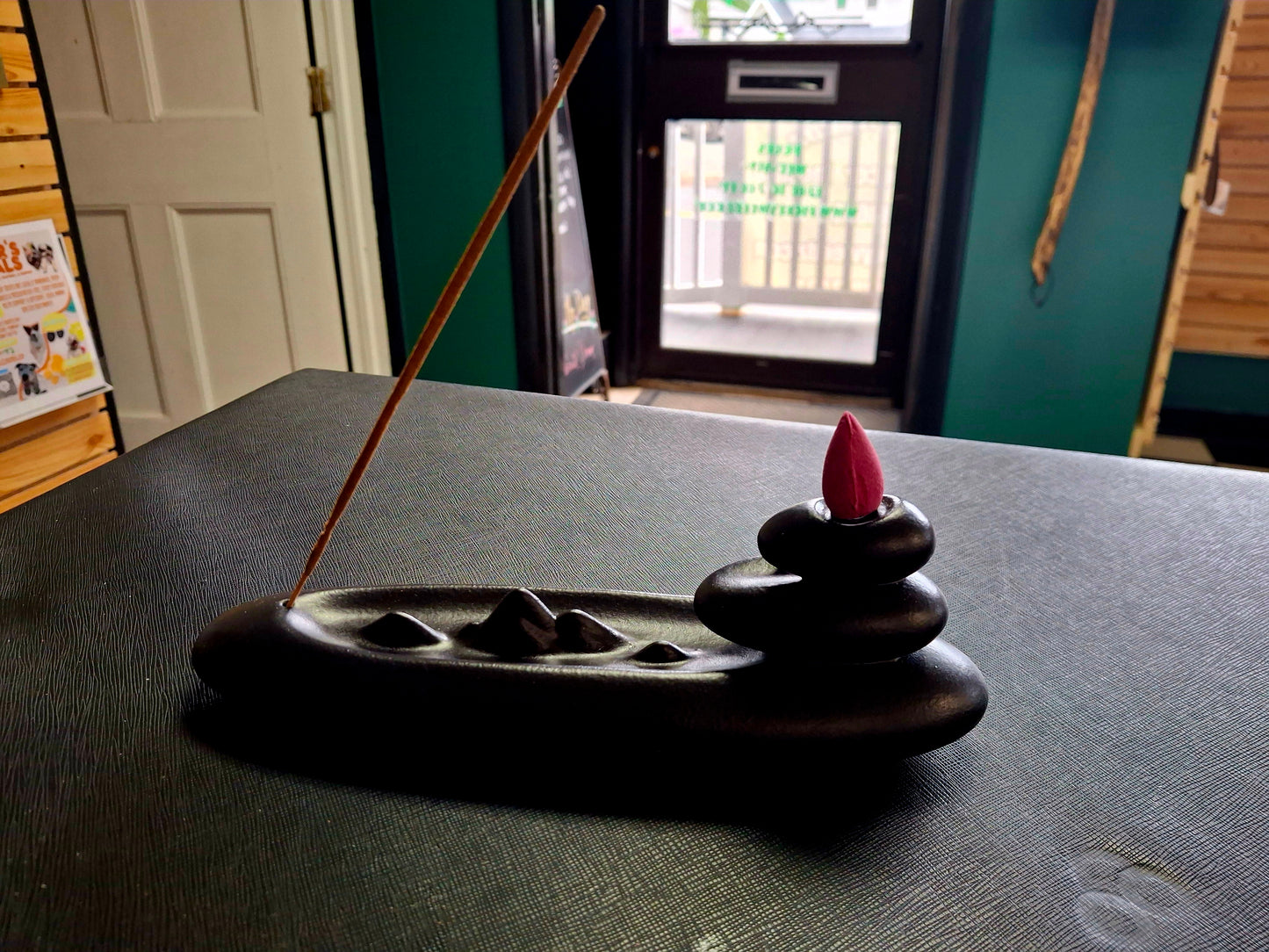 Ceramic Boat Shape Waterfall Backflow Incense Cone and Stick Burner (8.5" L)