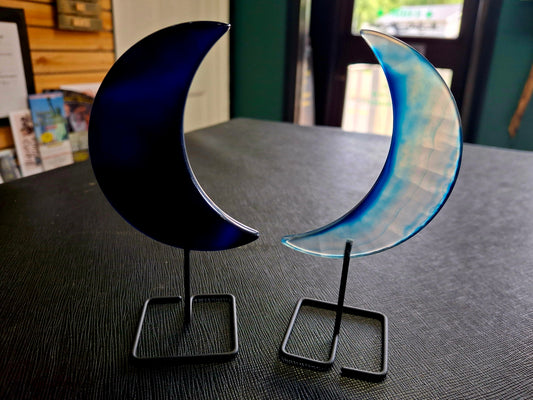 Blue Agate Moon on Stand (Brazil)