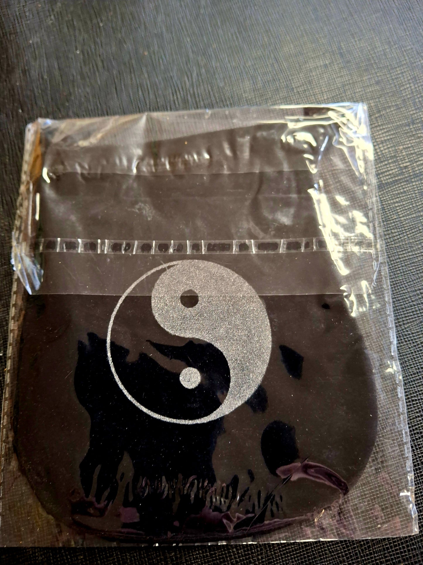 Yin & Yang Drawstring Velvet Bag 5x5"
