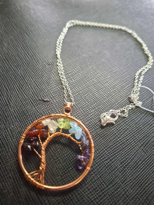 7 Chakra Tree Of Life Copper Pendant