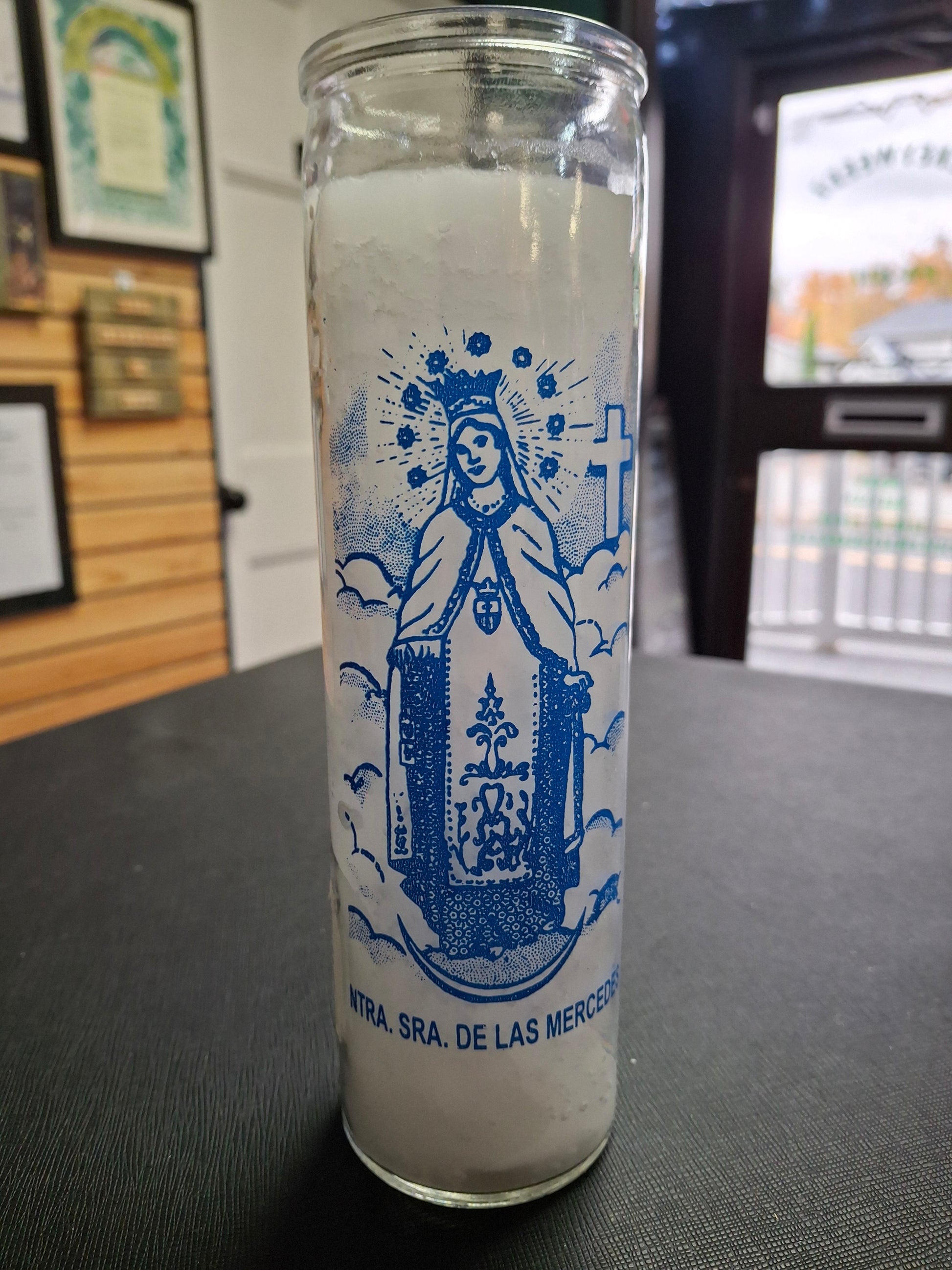 7 Day Charged Our Lady of Mercy 7 Day Candle, White