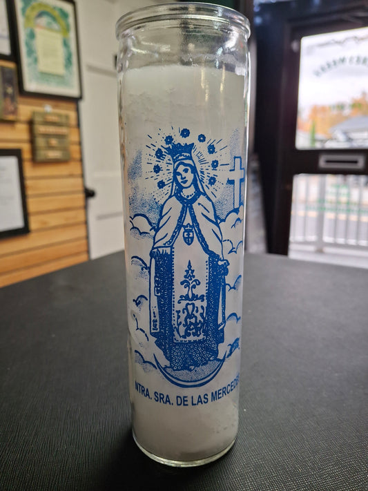 7 Day Charged Our Lady of Mercy 7 Day Candle, White