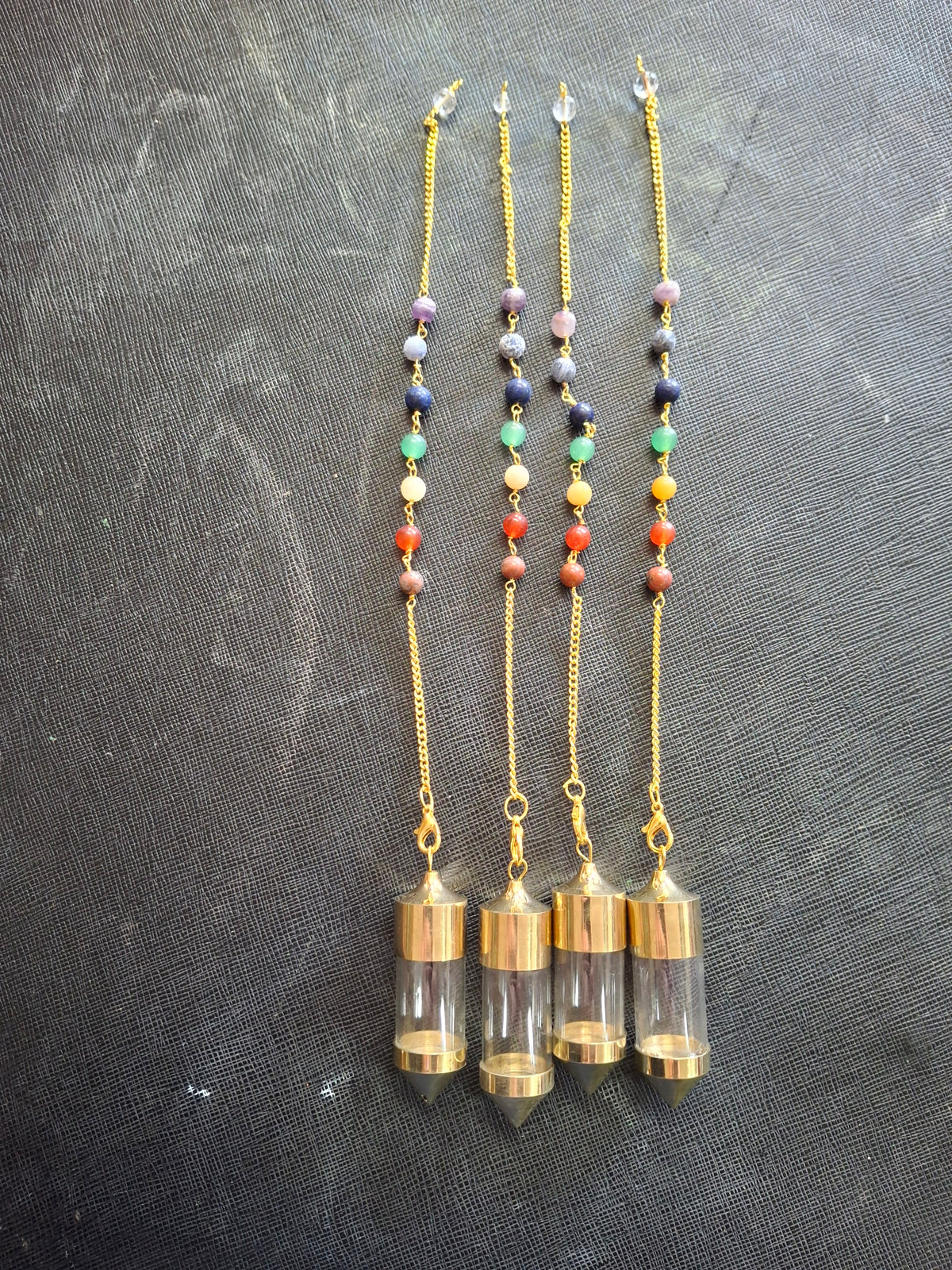 Glass Bottle Chamber Pendulum with Chakra Ball Chain