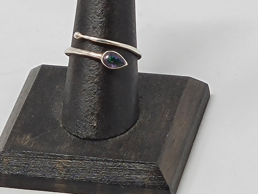 Adjustable Mystic Topaz Teardrop Ring
