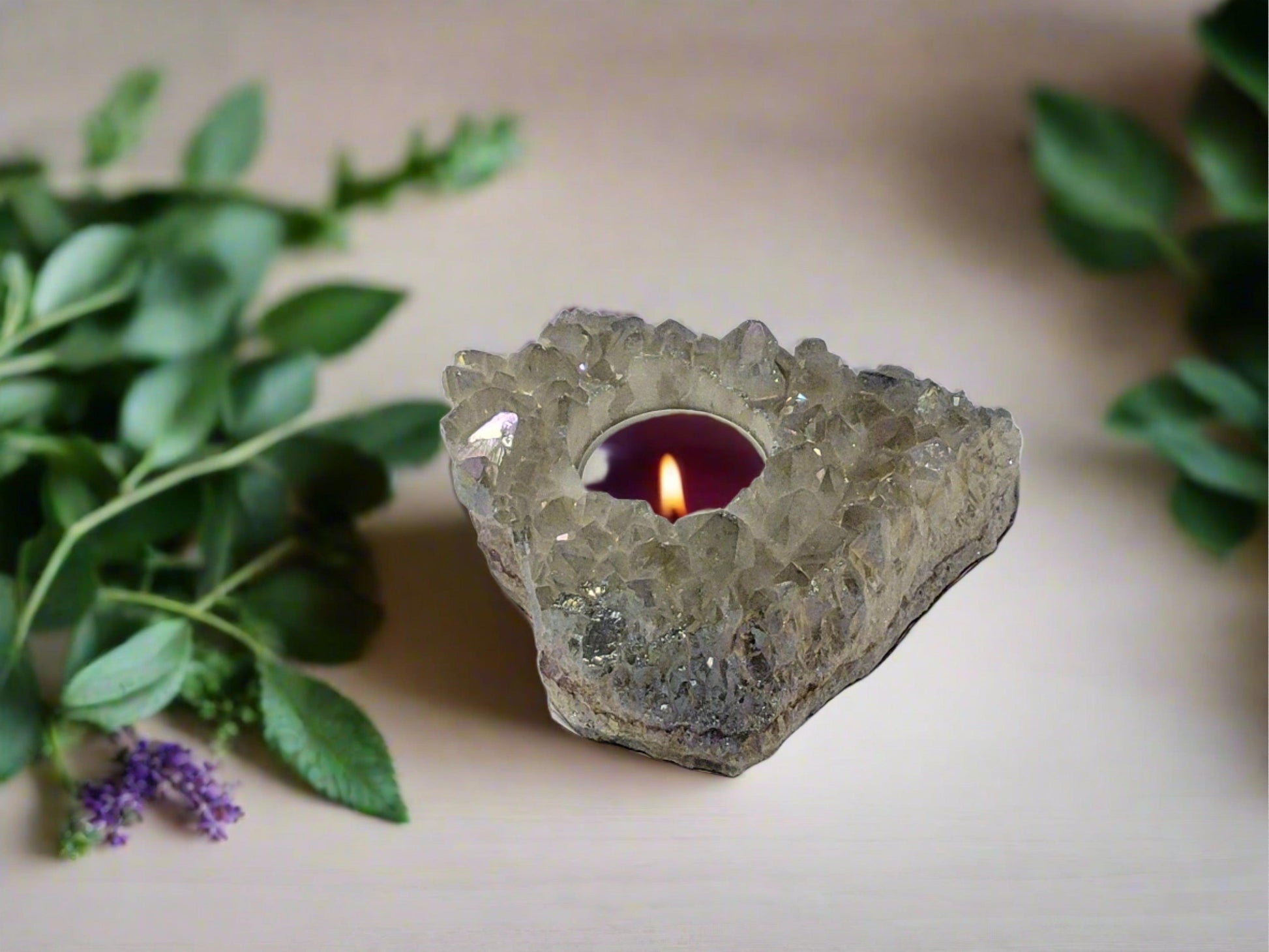 Amethyst Druze Tea Light/Votive Holder