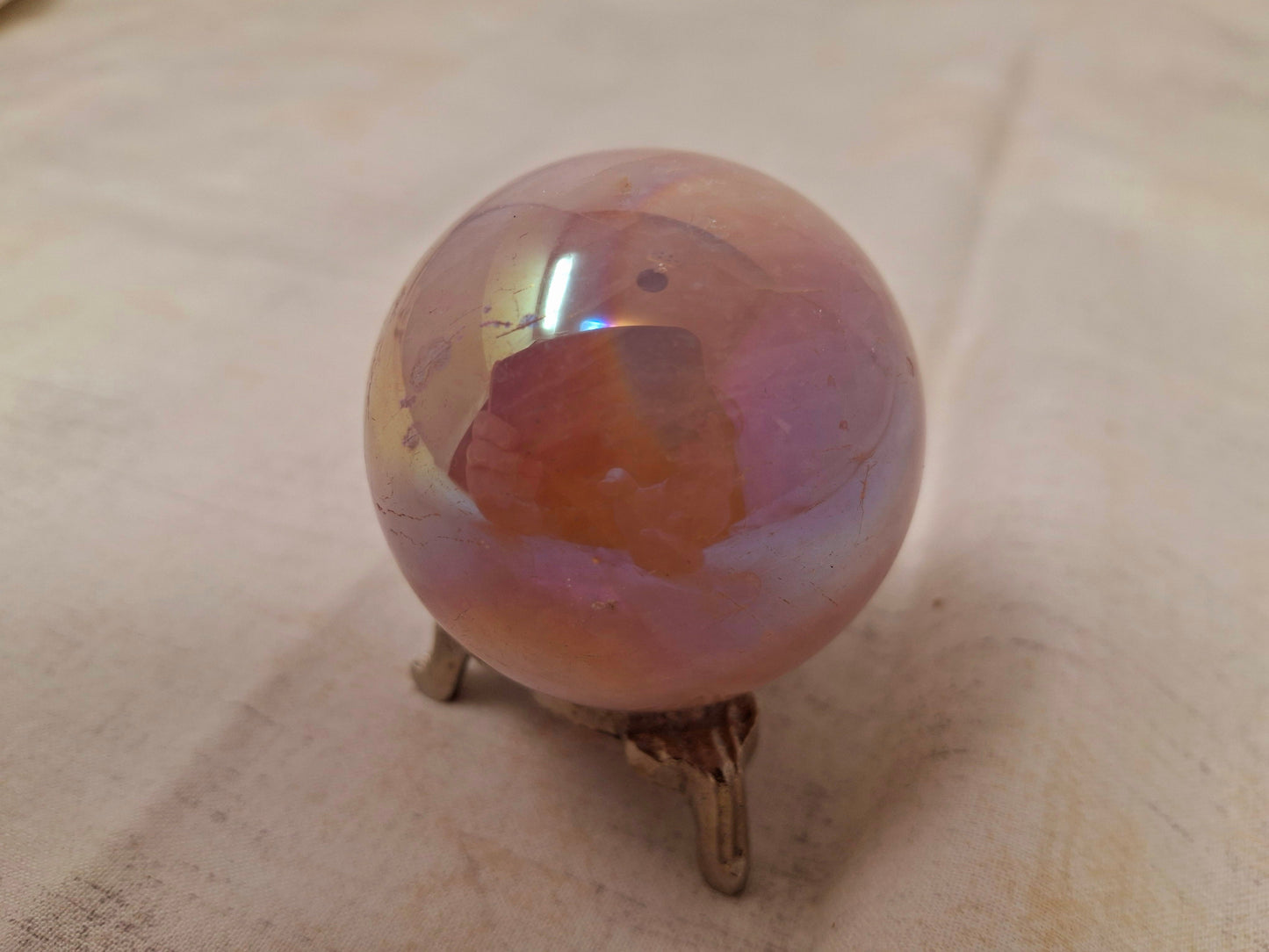 Angel Aura Rose Quartz Sphere w/stand