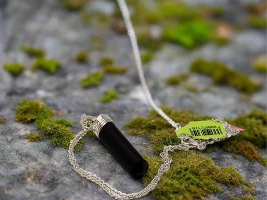 Capped Pencil Pendants Black Tourmaline