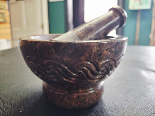 Celtic Knot Carved Mortar & Pestle 4"D