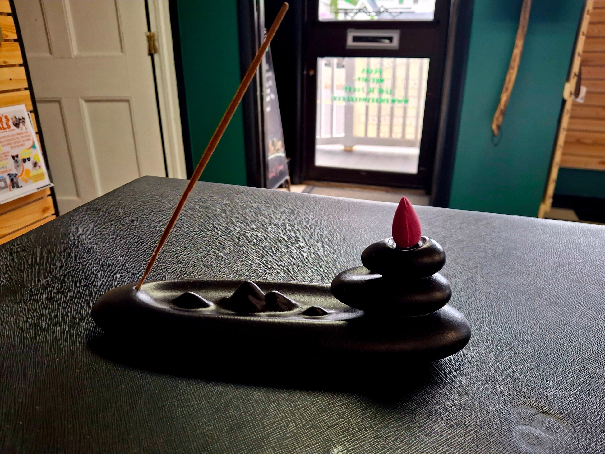 Ceramic Boat Shape Waterfall Backflow Incense Cone and Stick Burner (8.5" L)