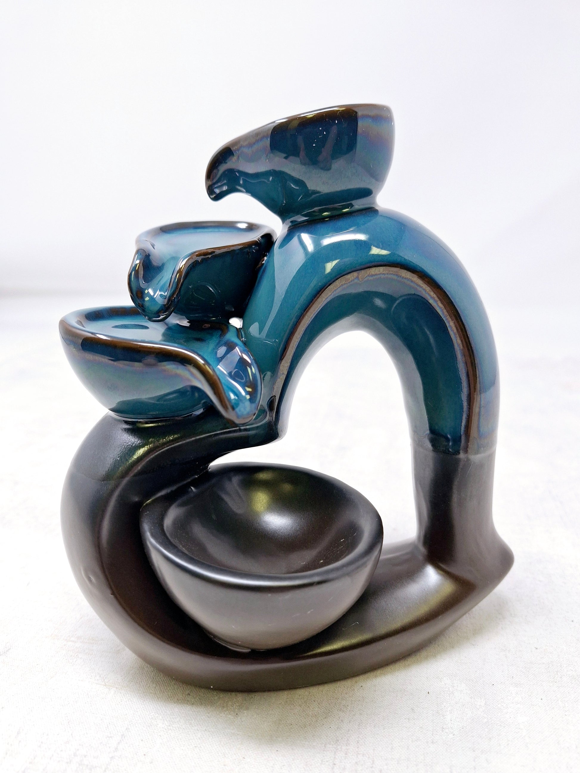 Ceramic Heart Design Waterfall Backflow Cone Burner (5" W x 6" H)