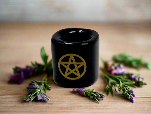 Chime Candle Holder (Black / Gold Pentagram)
