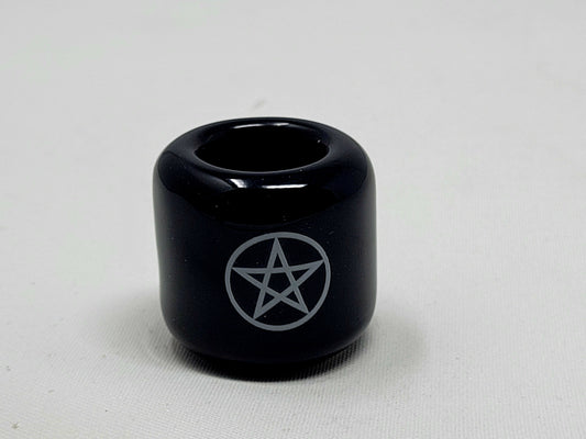 Chime Candle Holder (Black / White Pentagram)