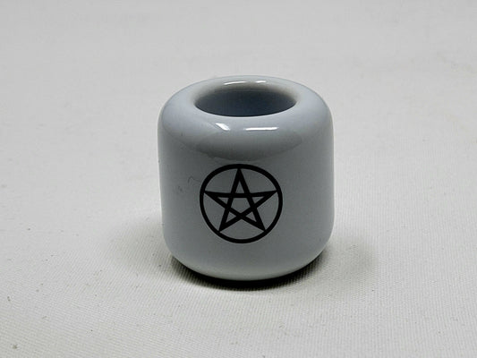 Chime Candle Holder (White / Black Pentagram)