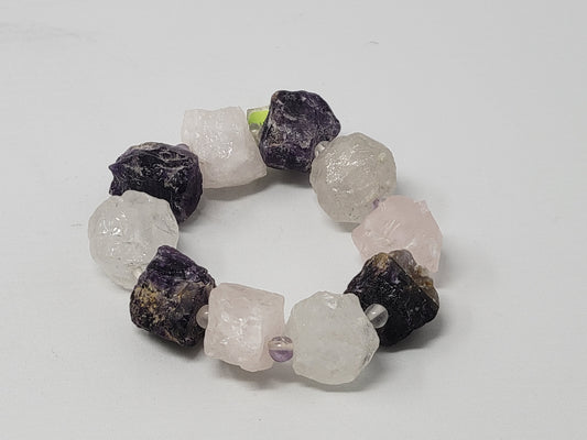 Chunky Bracelet Rose, Clear and Amethyst