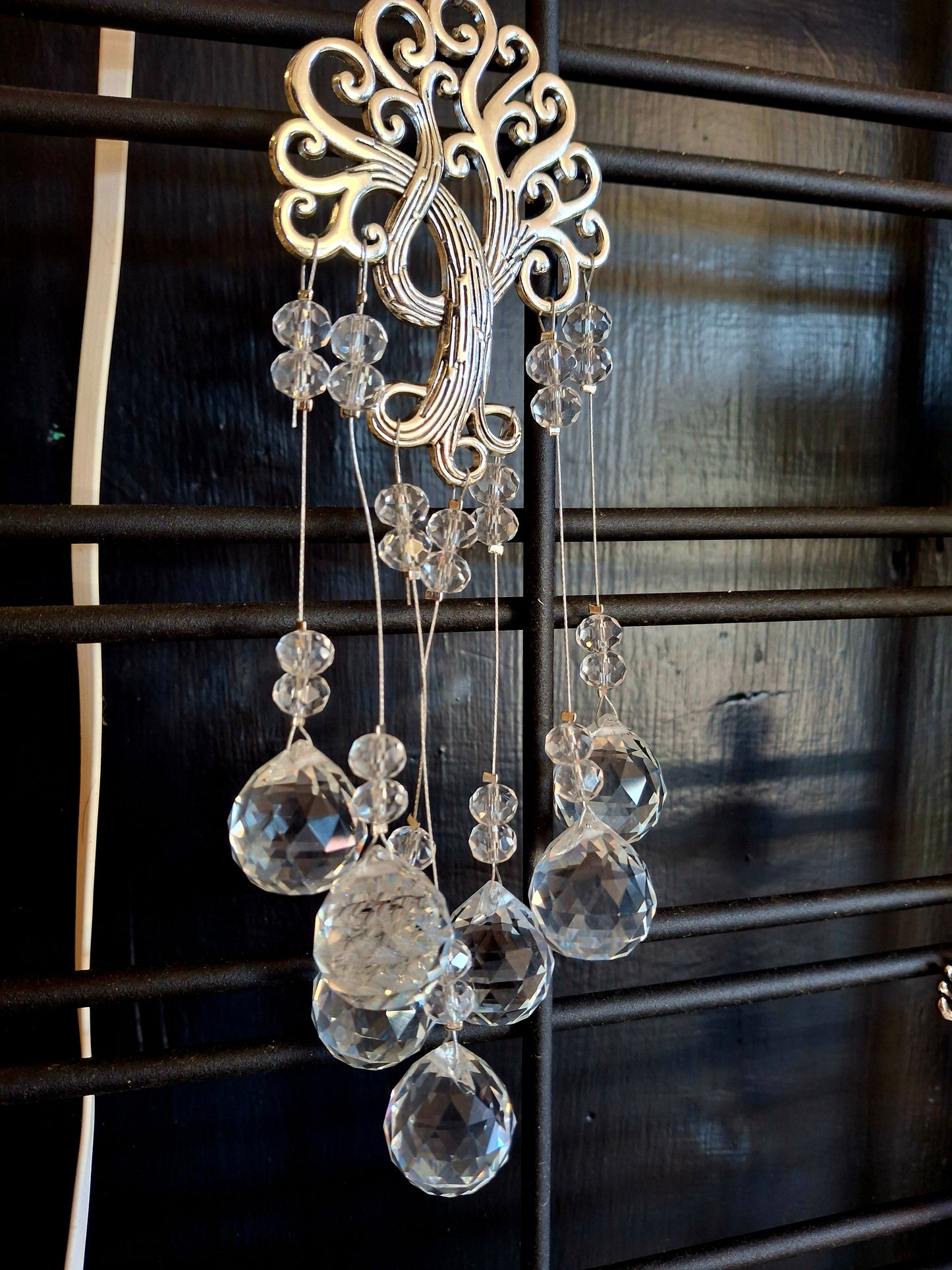 Clear Crystal Beads Suncatcher with Tree of Life Design